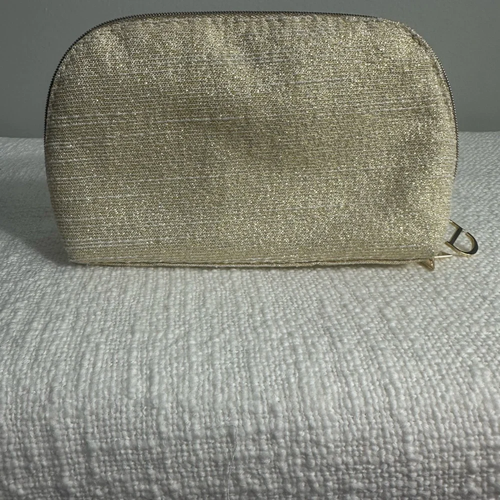 Dior Gold Shimmer Makeup Pouch – Zip Cosmetic Bag